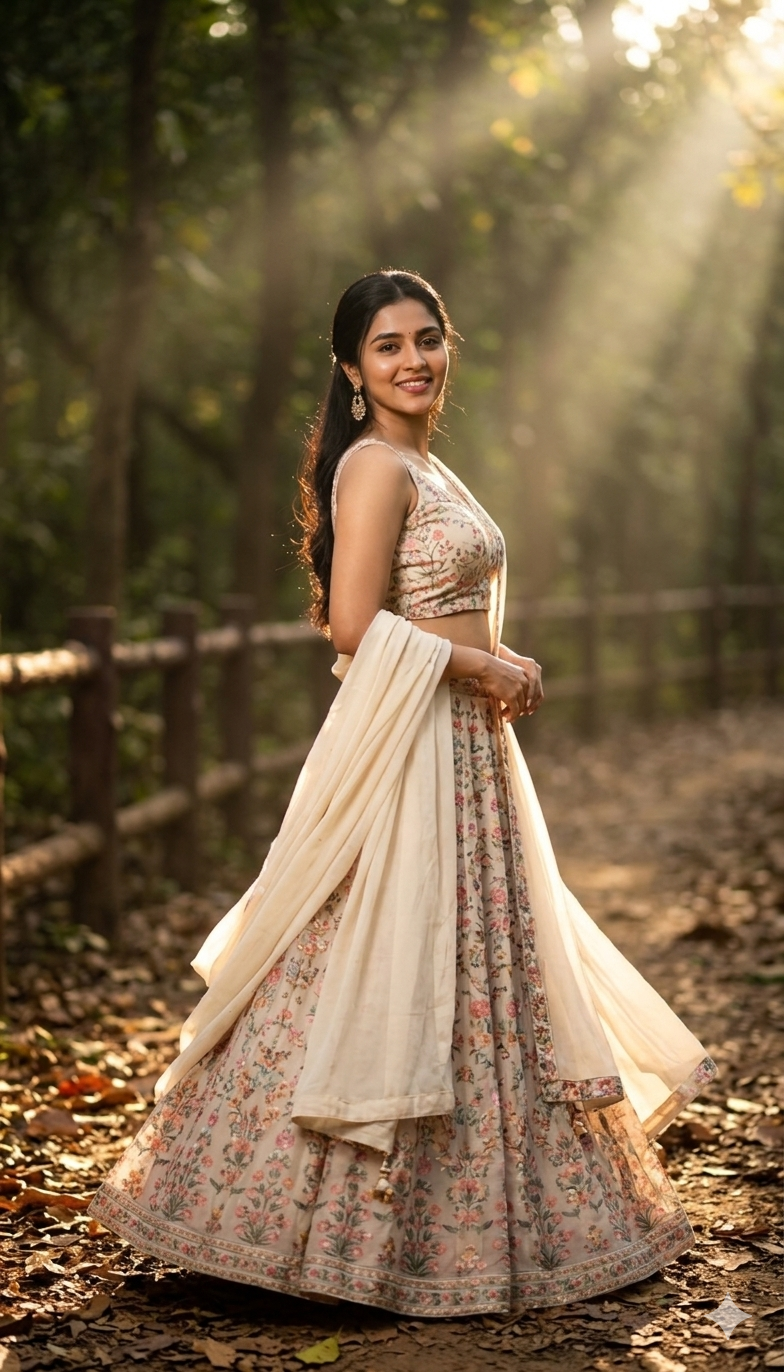 Cinematic Designer Lehenga Photo Prompt for Instagram Girls