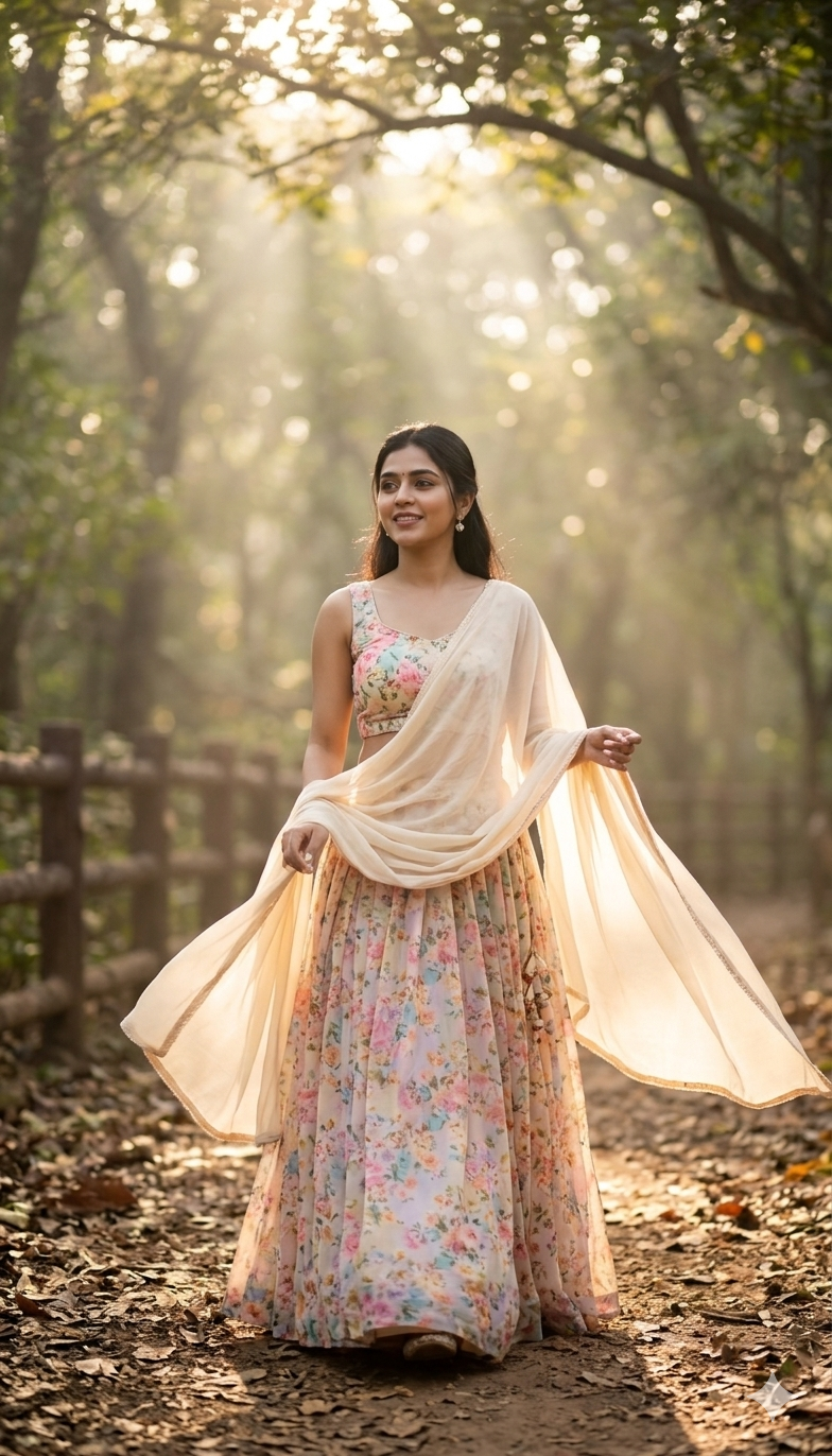 Fairytale Forest Lehenga AI Portrait Prompt for Girls