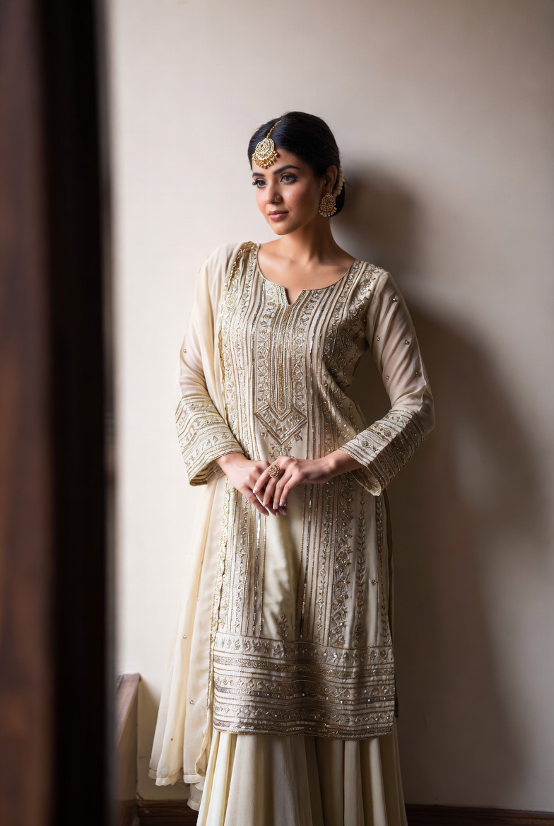 Elegant Ivory Embroidered Kurta Set